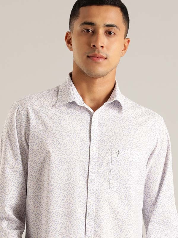 Indian Terrain Men All Over Print White Shirt